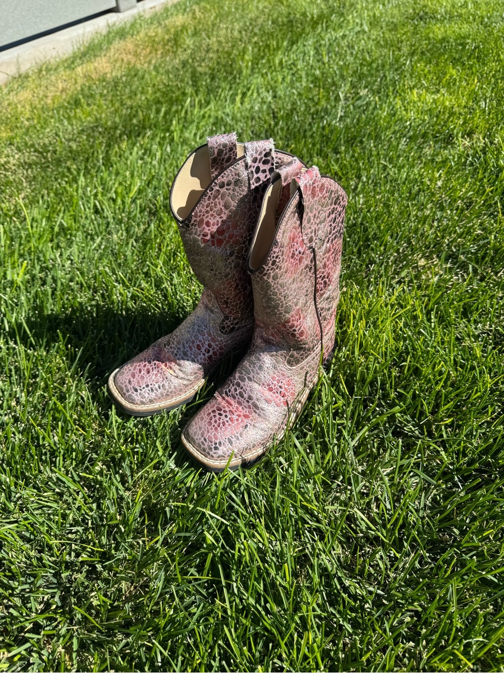 Old West Girls Size 13D Pink Floral Cowgirl Western Cowboy Boots